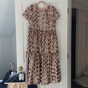 NWT Maeve by Anthropologie Rose Gold Sequin Midi